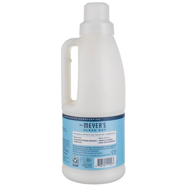 MRS. MEYER'S CLEAN DAY Liquid Fabric Softener, Infused with Essential Oils, Paraben Free, Rain Water Scent, 32 oz (32 Loads)
