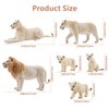 Toymany 6PCS White Lion Figurines with Lion Cubs, 2-5" Jungle Animals Figures Realistic Family Set Includes Baby Lions, Educational Toy Cake Toppers Christmas Birthday Present for Kids