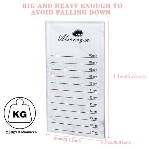 Eyelash Crystal Tray Lash Glass Lash Tile & Adhesivefor Eyelash Extensions Reusable Lashes Palettefor Tile Stand with Convenient Numbered Lines (L)