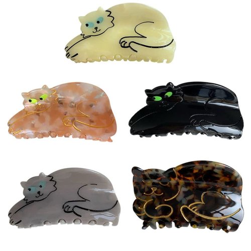 Fashion Texture Ragdoll Cat Amber Cat Scratch Clip Acetate Hair Clips Cartoon Cute HairPin Stripe...