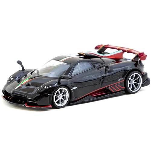Imola Nero Oro Black Metallic with Italian Flag Stripes Global64 Series 1/64 Diecast Model by Tarmac Works T64G-TL046-BK