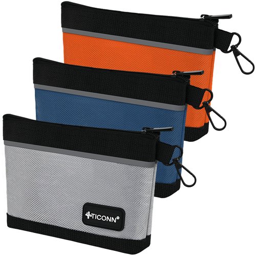TICONN Tool Pouches with Zipper, 1680D Oxford Small Tool Bags, Utility Bag Zipper Pouch for Tool Organizers and Storage (3 Pack Combo)