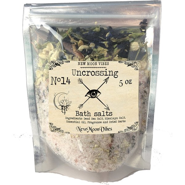 Uncrossing Essential Oils Herbal Spell Ritual Bath Salts with Real Herbs Botanicals Infused Remove Hexes Evil Eye Blockages Curses Negative Bonds Energies Protection Break Hex Jinx