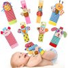 Wrist Rattles Foot Finder Rattle Sock Baby Toy, Rattle Toy, Arm Hand Bracelet Rattle, Feet Leg Ankle Socks, Activity Rattle Present Gift for Newborn Infant Babies Boy Girl Bebe (8 pcs-A)