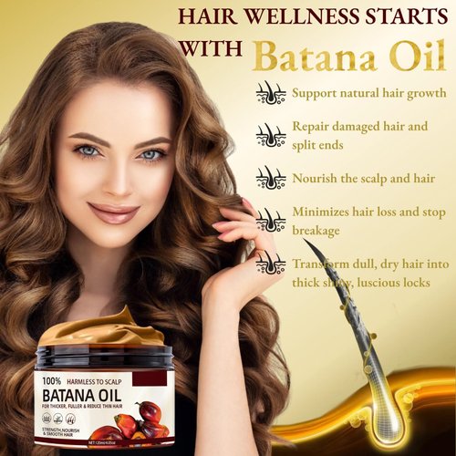 Batana Oil for Hair Growth Upgrade 100% Natural Raw and Pure Dr. Sebi Organic & Pure Unrefined Hair Oil, Hair Growth Oil Prevent Hair Loss, Restores Damaged Hair and Scalp, Prevent Hair Loss (1Pcs)