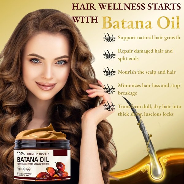 Batana Oil for Hair Growth Upgrade 100% Natural Raw and Pure Dr. Sebi Organic & Pure Unrefined Hair Oil, Hair Growth Oil Prevent Hair Loss, Restores Damaged Hair and Scalp, Prevent Hair Loss (1Pcs)