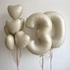 GRESATEK White Heart Balloons,10Pcs Cream White Foil Heart Shaped Balloons,18Inch Beige Helium Mylar Balloons for Valentines,Engagement,Brithday,Baby Shower,Wedding Party Decorations