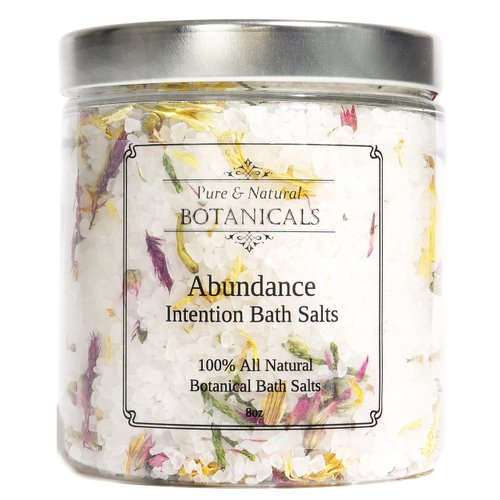Abundance Intention Bath Salts 8 oz | 100% All Natural | Manifestation, Prosperity & Law of Attraction Rituals | Intentions Wiccan Pagan Magick Spirituality