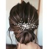 Barode Rhinestones Bridal Wedding Hair Pins Silver Flower Hairpin Pearl Bride Hair Accessories for Women and Girlss (Silver)