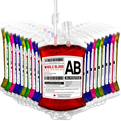 20 Pack Halloween Blood Bags, Reusable Blood Bags Pouches, 12 FL Oz Blood IV Bags Containers for Halloween Props, Halloween, Vampire, Zombie, Medical, Nurse Party Favors