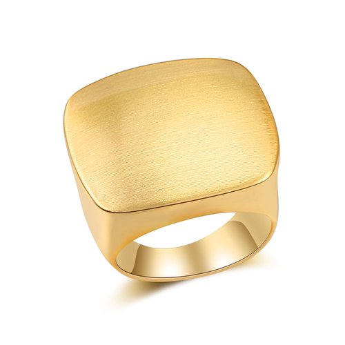 Aprilery Gold and Silver Rings for Women, Chunky Signet Statement Rings Gold Plated Band Ring Wide Metal Square Rings Cocktail Costume Jewelry Gifts for Her (A-Square Gold, 9)