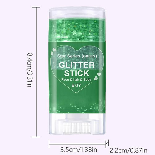 Paminify Green Face Body Glitter Stick, Christmas Hair Glitter Rave Singer Concert for Kids and Women,Face Glitter Green Paint for Hair Eye Clavicle,Waterproof Shimmer Accessories for Parties & Events