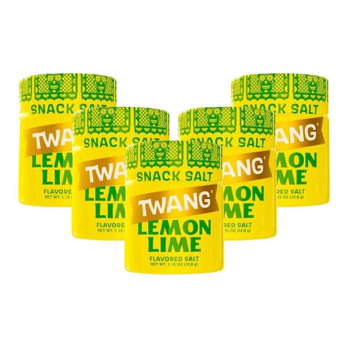 Twang Twangerz Flavored Salt Snack Topping | Perfect for Popcorn, Fruit, Veggies & More! | Gluten Free, Vegan, All Natural | Gift Pack of 5, 1.15 oz. Shakers By Lyza's Sweets & Treats (1.15 oz., Lemon-Lime)