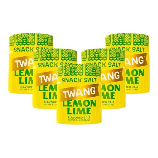 Twang Twangerz Flavored Salt Snack Topping | Perfect for Popcorn, Fruit, Veggies & More! | Gluten Free, Vegan, All Natural | Gift Pack of 5, 1.15 oz. Shakers By Lyza's Sweets & Treats (1.15 oz., Lemon-Lime)
