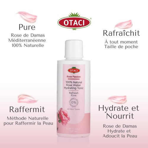 OTACI Rose Passion 100% Natural Rose Water Hydrating Toner, Facial Skin Moisturizer Hydrating Natural Cleanser