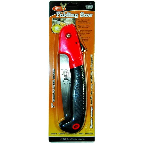 HME Folding 7" Carbon Steel Blade Hand Saw with Pistol-Grip Handle for Camping, Backpacking, Hunting