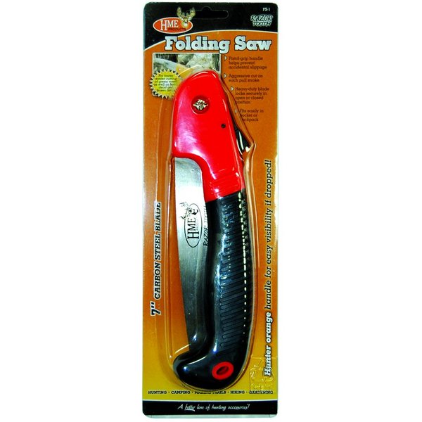 HME Folding 7" Carbon Steel Blade Hand Saw with Pistol-Grip Handle for Camping, Backpacking, Hunting