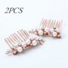 Brishow Pearl Bridal Hair Comb Rose Gold Rhinestone Wedding Hair Accessories Crystal Hair Piece for Women and Girls (Pack of 2)