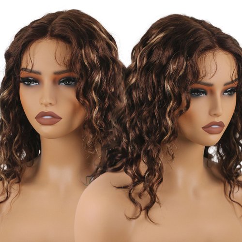 ManeMajesty Ombre Body Wave Lace Front Wigs Human Hair Wear and Go Glueless Wigs Pre Plucked Pre Cut with Baby Hair 180% Density T Part HD Highlight Ombre Brown Mixed Honey Blonde Wig (16 inch,FS4/27)