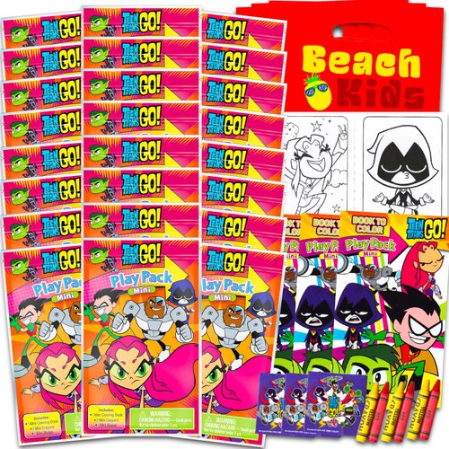 DC Comics Teen Titans GO Mini Party Favors Set - Bundle with 24 Teen Titans Play Packs with Coloring Pages, Stickers, More | Teen Titans GO Party Supplies