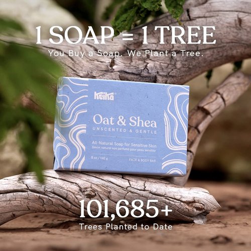 Keika Baby Soap Bar Oat & Shea Unscented for Eczema, Psoriasis, Face, Body, Infant Kids Teens Men Women with Sensitive Skin, 5 oz.