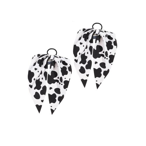 Cow Print Hair Tie Cow Stria Hair Ring Tie Cow Pattern Hair Scrunchies Cow String Hair Tie Ropes BW62 (2 Pcs-Set A)