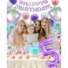 SKRCUI Mermaid Birthday Decorations Little Mermaid Party Decorations Mermaid Party Supplies Set with Mermaid Shell,Banner,Cake Topper,Pom Poms Flowers,Latex Balloons and Number 5 Balloon for Girls