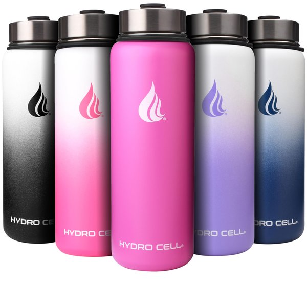 HYDRO CELL Stainless Steel Insulated Water Bottle with Straw - For Cold & Hot Drinks - Metal Vacuum Flask with Screw Cap and Modern Leakproof Sport Thermos for Kids & Adults (Fuchsia 40oz)