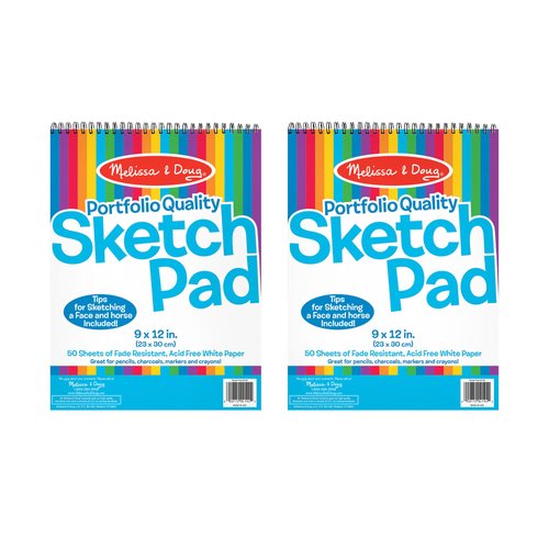 Melissa & Doug Sketch Pad (9 x 12 Inches) - 50 Sheets, 2-Pack - FSC Certified