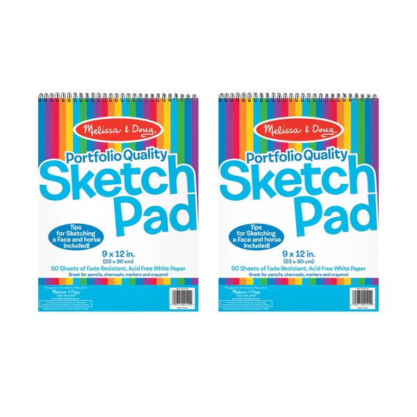 Melissa & Doug Sketch Pad (9 x 12 Inches) - 50 Sheets, 2-Pack - FSC Certified