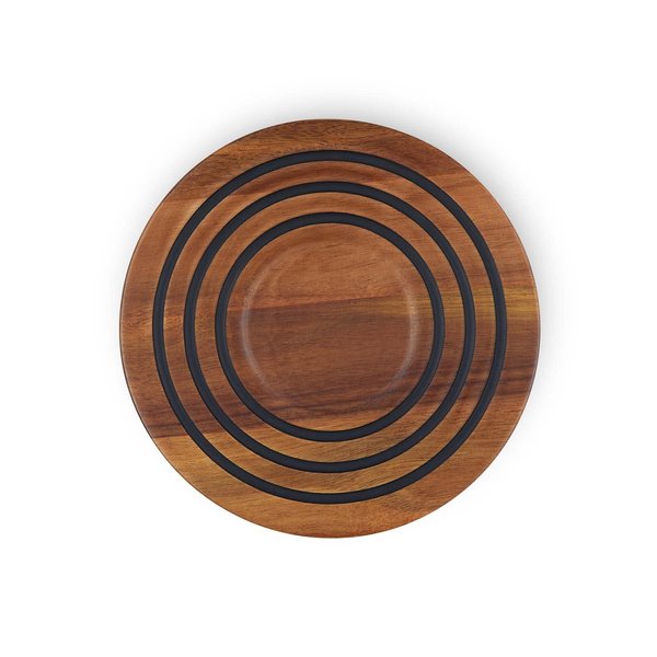 Le Creuset Magnetic Wooden Trivet, Acacia Wood with Black Silicone Rings