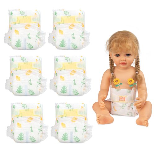 6 Pieces Sets Reborn Baby Doll Diapers Reusable for 18-22 Inch Reborn Baby Dolls Clothes Accessories Girls Boys Diapers