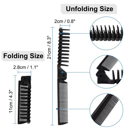 uxcell Portable Folding Hair Brush, Foldable Anti-Static Hair Comb for Women Men, Travel Double Headed Hair Hairdressing Tools for Cutting Home Barber, Black
