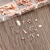 2 Box 3D Metal Nail Charms Nails Art Studs Glitter Rose Gold Metal Nail Studs Mix Shape Star Moon Feather Triangle Rivet and Other Designs DIY Nail Art Decoration Accessories