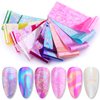 JERCLITY 10 Rolls Aurora Iridescence Nail Foil Transfer Sticker Kit Holographic Nail Foil Sheets Foil Nail Art Decals Laser Nail Foil Transfer Stickers Foil Nail Wraps for Foil Nail Art