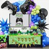 Video Game Balloon Arch Garland Kit, Blue Purple Green Black Party Balloons with 2Pcs Game Handle Foil Balloons for Video Game Theme Birthday Party Boys Game Night Decor