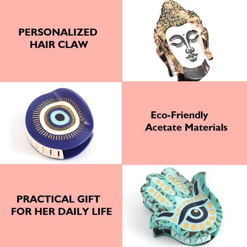 Evil Eye Hair Claw Personalized Acetate Hair Claw Clip with Evil Eye Design for Women Gift, 1 Piece