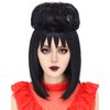 Juziviee Black Wig for Costume Women With Buns Necklace Cute Soft Black Wigs for Halloween Costume Cosplay JZ020BK
