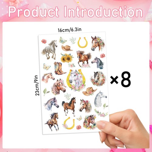 Gameza Horse Temporary Tattoos - 264+ Horse Party Decorations Favors Horse Tattoos for Kids Birthday Party Supplies Cowgirl Temporary Tattoos Horse Tattoo Stickers Horse Cowgirl Party Decorations