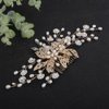 Teyglen Gold Leaf Wedding Hair Comb Pearl Bride Wedding Hair Comb Bridal Rhinestone Hair Piece Flower Hair Accessories Dainty Headpiece for Women Girls