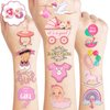 100 PCS Baby Girl Birthday Party Decorations Favors Supplies Temporary Tattoos Decor Pink Rose Gold Baby Girl Shower Floral Stickers For Boys Girls Gift School Prizes Rewards