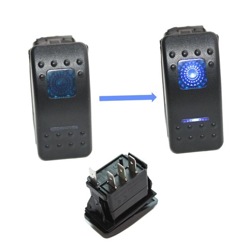 X-Haibei Waterproof 3 Position Rocker Switch 12V Spdt On Off On 4 Pin LED Light Waterproof Switch for RV Boat Truck Car (Blue)