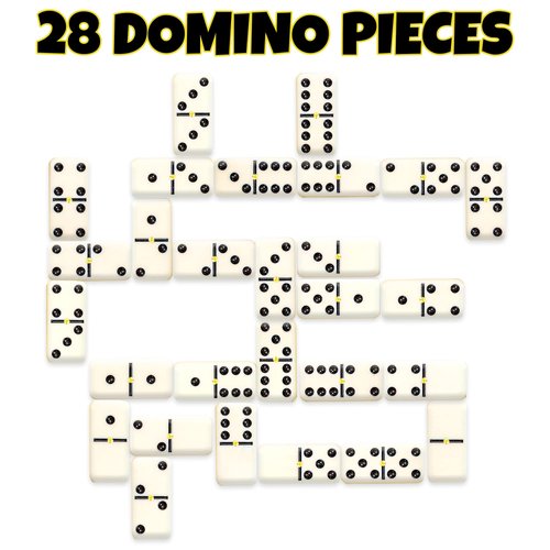 Gamie Double Six Dominoes Set in Faux Leather Case, 28 Dominos Tiles for Kids, Fun Educational Toy Classroom Kit, Classic Set of Dominoes for Game Night or Travel in Gift Box
