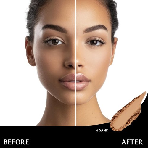 Khasana Pressed Powder, Dual Wet & Dry Foundation, Vitamin E & C Infused, Apply Wet for Maximum Coverage or Dry for Finishing, Matte Poreless, Setting Makeup, Flawless Finish, Shine & Oil Free #6 Sand