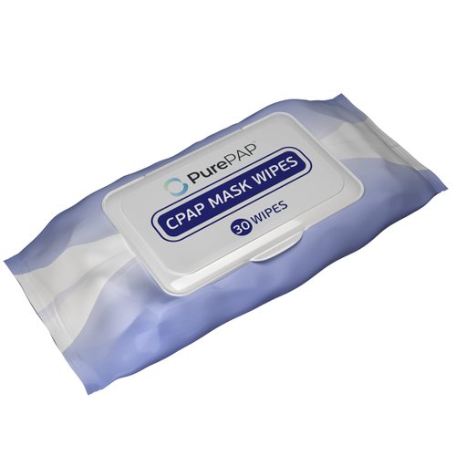 PurePAP CPAP Cleaning Wipes (30 Wipes) - 100% Cotton Sheets - Alcohol-Free CPAP wipes - Natural Ingredients w/Aloe Vera & Vitamin E - Resealable Packet - CPAP Supplies
