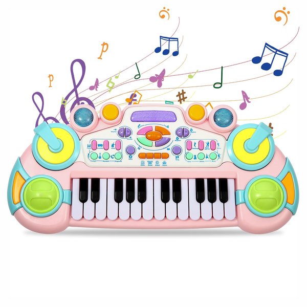 Cozybuy Toddler Piano Toy Keyboard, 24 Keys Toy Piano for Baby, Multifunctional Baby Piano Girl Toys Kids Piano Keyboard Toy for Toddlers, Birthday Gifts for 1-6 Years Old Boys and Girls Gifts