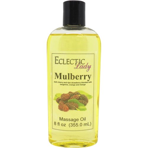 Mulberry Massage Oil, 8 oz, With Sweet Almond Oil and Jojoba Oil, Preservative Free, Perfect for Aromatherapy and Relaxation