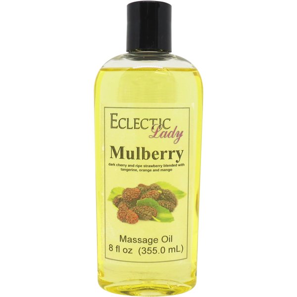 Mulberry Massage Oil, 8 oz, With Sweet Almond Oil and Jojoba Oil, Preservative Free, Perfect for Aromatherapy and Relaxation