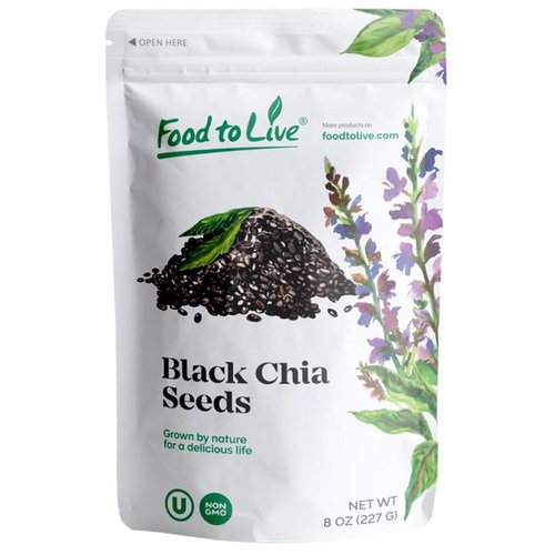 Food to Live Black Chia Seeds, 8 Ounces – Whole, Sproutable, Vegan, Kosher, Keto, Sirtfood, Bulk. Rich in Essential Fatty Acids, Fiber, Protein. Great for Chia Pudding, Smoothie, Oatmeal