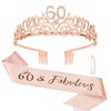 Semato 60th Birthday Decorations - 60th Birthday Tiara and 60th Birthday Sash Glitter Kit for Women 60th Birthday Gifts for Women 60th Birthday Party Supplies and Favors